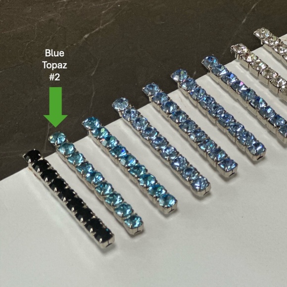 Danny Pollak Blue Topaz Swarovski Crystal Bobby Pin (#2) - approx. 2.5 in. long - Picture 1 of 12